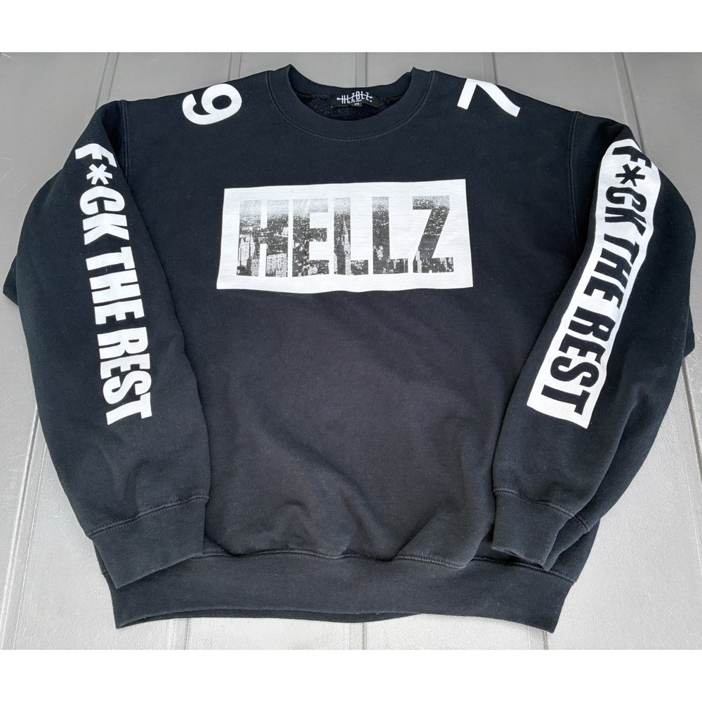 Hellz Bellz Sweatshirt Streetwear Blk White Medium F*ck The Rest Protest Grunge